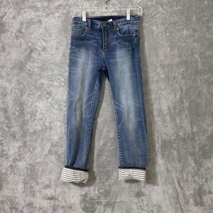 Crew Cuts Kids Distressed Ticking Lined Jeans/Denim, Size: 10 Blue